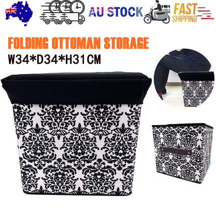 Folding Ottoman Storage Stool Cube Footstool Stool Blanket Box With Cover AU.