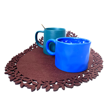 4Pc Leaf Edge Felt Placemats Heat Insulation Coffee Cup Mat Table Decor At First.