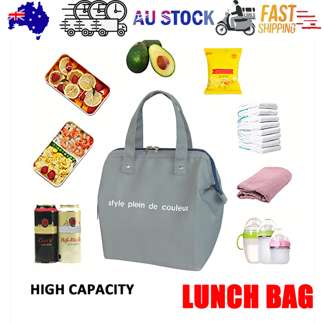 Insulated Thermal Cooler Lunch Bag Portable Picnic Storage Bag Pouch 22*14*25cm.