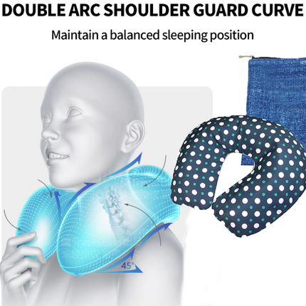 Inflatable U Shaped Travel Neck Pillow Portable Car Flight Head Rest Cushion.