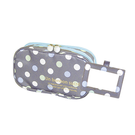 2 Layer Makeup Bag w/ Mirror Travel Cosmetic Bag Organizer Brush Slots Portable.