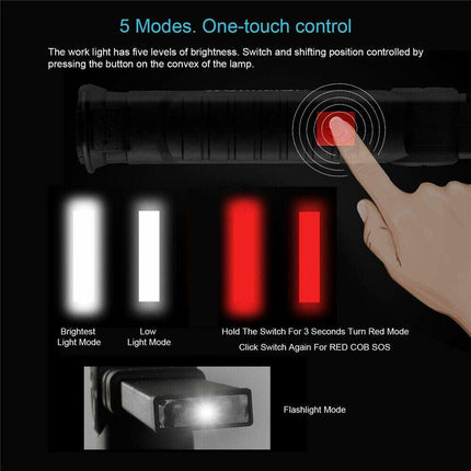 Portable COB LED Work Light Car Garage Mechanic USB Rechargeable Torch Lamp AU.