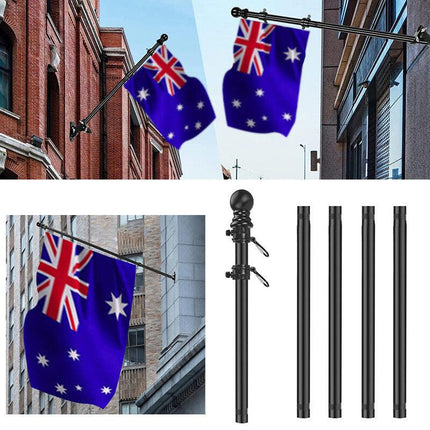 1.8M Flag Pole Kit Stainless Steel Flag Pole Kit Swivel Flagpole Ring for House.