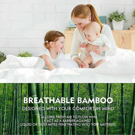 Bamboo Pillowtop Mattress Topper Luxury Bedding Mat Pad Protector Cover Queen 153 x 203 cm.