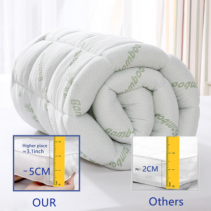 Bamboo Pillowtop Mattress Topper Luxury Bedding Mat Pad Protector Cover Queen 153 x 203 cm.
