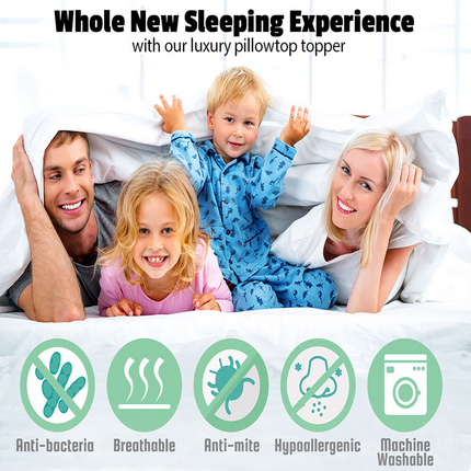 Bamboo Pillowtop Mattress Topper Luxury Bedding Mat Pad Protector Cover Queen 153 x 203 cm.