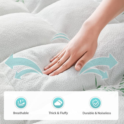 Bamboo Pillowtop Mattress Topper Luxury Bedding Mat Pad Protector Cover Queen 153 x 203 cm.