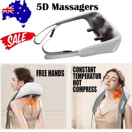 5D Massagers for Neck and Shoulder with Heat Goletsure Pain Relief Deep Kneading Grey.