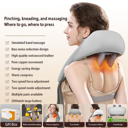 5D Massagers for Neck and Shoulder with Heat Goletsure Pain Relief Deep Kneading Grey.