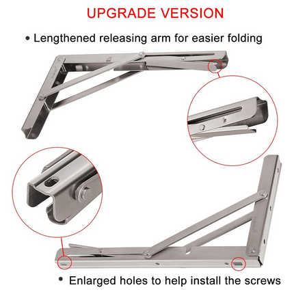 10"Stainless Steel Folding Table Bracket Shelf Bench 200kg Load Heavy Duty.