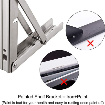 10"Stainless Steel Folding Table Bracket Shelf Bench 200kg Load Heavy Duty.
