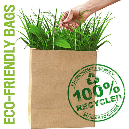 25pcs Bulk Kraft Paper Bags Gift Shopping Carry Craft Brown Retail Bag with Handles Au M.