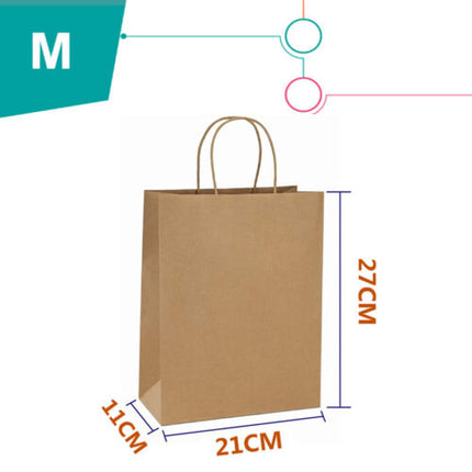 25pcs Bulk Kraft Paper Bags Gift Shopping Carry Craft Brown Retail Bag with Handles Au M.