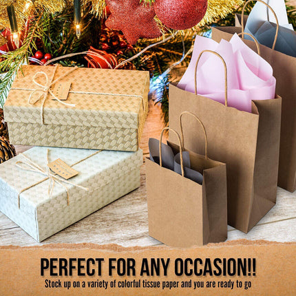 5pcs Bulk Kraft Paper Bags Gift Shopping Carry Craft Brown Retail Bag with Handles Au M.