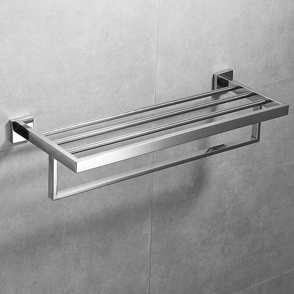 600mm 2 Layers Towel Shelf Storage Bath Stainless Steel Rack Rail Black.