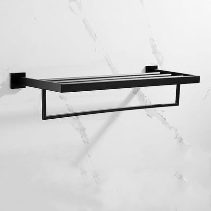 600mm 2 Layers Towel Shelf Storage Bath Stainless Steel Rack Rail Black.