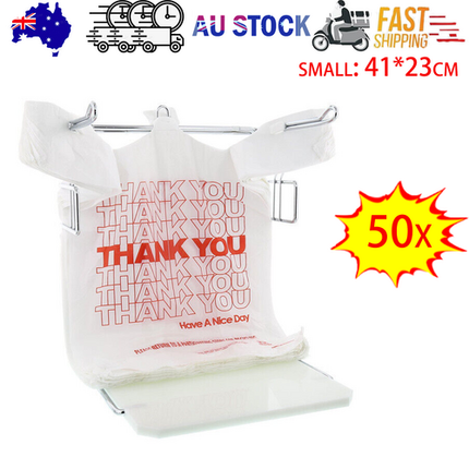 50X Plastic Shopping Bags - Reusable Recyclable Singlet Eco Grocery Carry Bag Small.