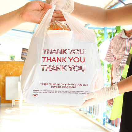 50X Plastic Shopping Bags - Reusable Recyclable Singlet Eco Grocery Carry Bag Super Large.