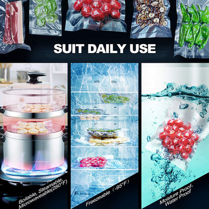 100X Vacuum Sealer Bags Precut Food Storage Saver Heat Seal Cryovac BPA-Free 15x25cm.