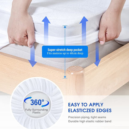 100% Terry Cotton Fitted Mattress Protector Waterproof King.