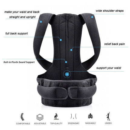 Posture Corrector Lumbar Brace Pain Relief Full Back Support Shoulder Brace Belt.