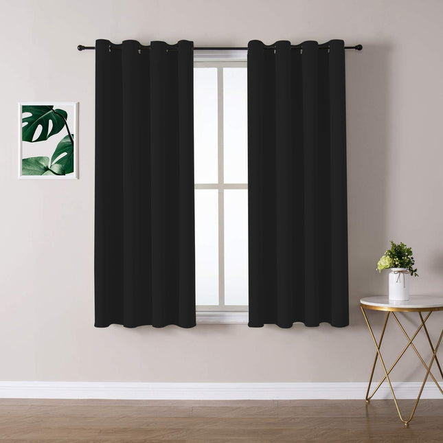 2X Blockout Curtains 100% Blackout Window Curtain Draperies Pair Eyelet 3 Layers 132CM(W) x 114CM(D).