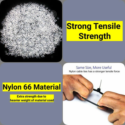 Cable Ties Zip Ties Nylon UV Stabilised 500pc Bulk Black Cable Tie 150mm x 2.5mm.