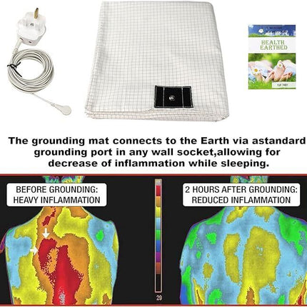 Bed Earthing Sheet Grounding Sheet Mat Large Bed Sheet Flat Sheet W/AU Plug 153x203cm.