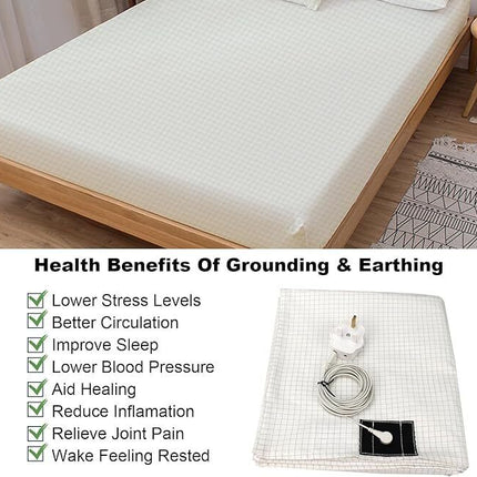 Bed Earthing Sheet Grounding Sheet Mat Large Bed Sheet Flat Sheet W/AU Plug 153x203cm.