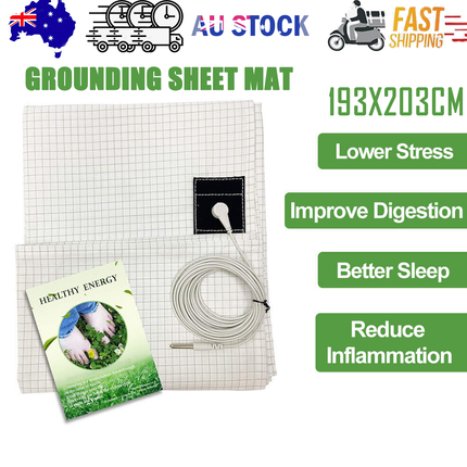 Bed Earthing Sheet Grounding Sheet Mat Large Bed Sheet Flat Sheet W/AU Plug193x203cm.