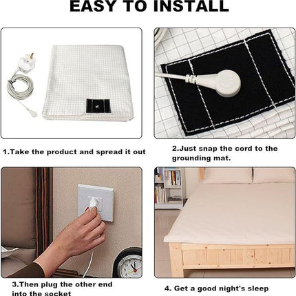 Bed Earthing Sheet Grounding Sheet Mat Large Bed Sheet Flat Sheet W/AU Plug193x203cm.