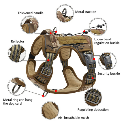 Dog Harness Tactical No Pull Adjustable Pet Military Working Training Vest S.