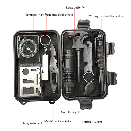 Camping Tool Emergency Survival Equipment Set Outdoor Sport Tactical Hiking Kit.