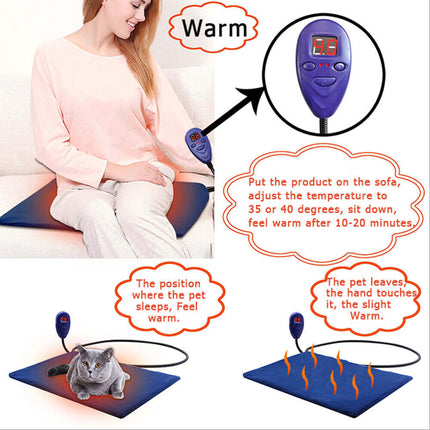 Electric Pet Heat Pad: Waterproof Heating Mat for Cat Dog Bed | Chew Resistant L.