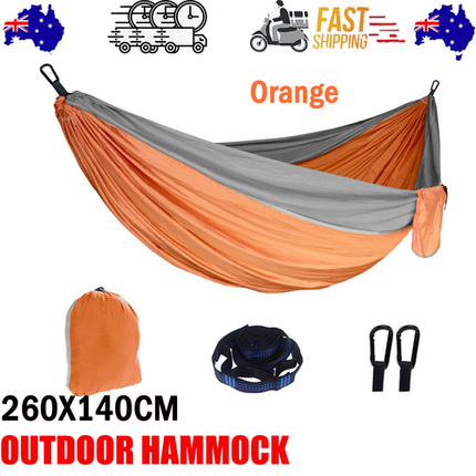 Outdoor Camping Hammock  Lightweight 260x140cm Portable Travel Orange.