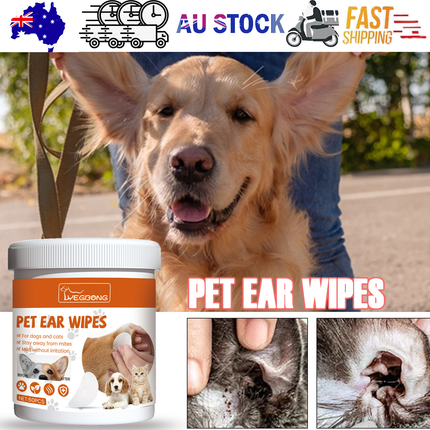 Yegbong Pet Ear Wipes, Pet Ear Cleaning Deodorizing Removing Mite And Earwax Cleaning Wipes.