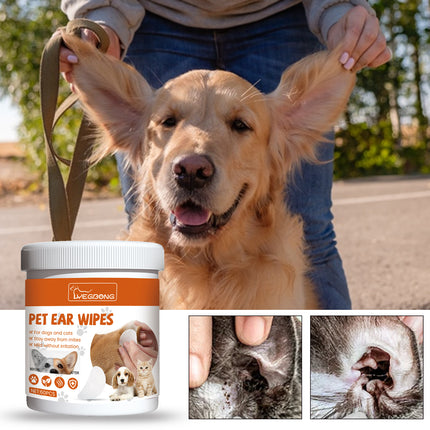 Yegbong Pet Ear Wipes, Pet Ear Cleaning Deodorizing Removing Mite And Earwax Cleaning Wipes.
