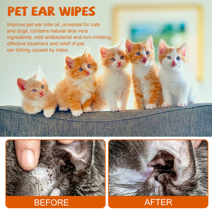 Yegbong Pet Ear Wipes, Pet Ear Cleaning Deodorizing Removing Mite And Earwax Cleaning Wipes.