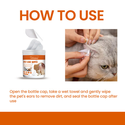 Yegbong Pet Ear Wipes, Pet Ear Cleaning Deodorizing Removing Mite And Earwax Cleaning Wipes.