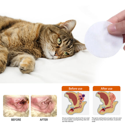 Yegbong Pet Ear Wipes, Pet Ear Cleaning Deodorizing Removing Mite And Earwax Cleaning Wipes.