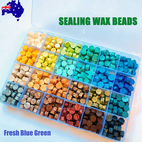 Vintage DIY Octagonal Sealing Wax Tablet Seal Stamp Wax Beads Wedding Invitation bluegreen.