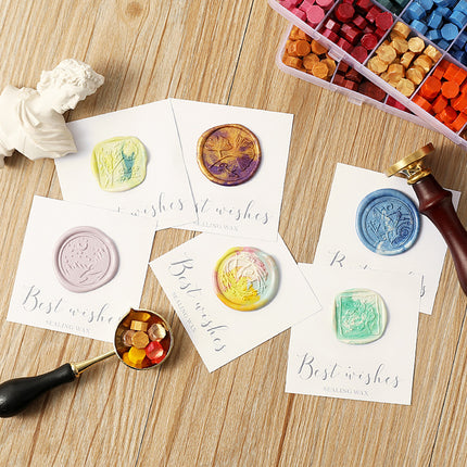 Vintage DIY Octagonal Sealing Wax Tablet Seal Stamp Wax Beads Wedding Invitation bluegreen.