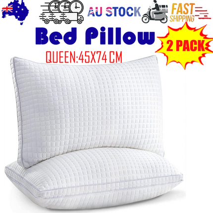 2xQueen Quality Pillows Cotton Hotel Adjustable Home Pillows Down Alternative Pillows.