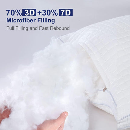 2xQueen Quality Pillows Cotton Hotel Adjustable Home Pillows Down Alternative Pillows.