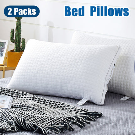 2xQueen Quality Pillows Cotton Hotel Adjustable Home Pillows Down Alternative Pillows.