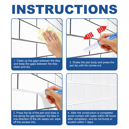Jue Fish Tile Repair Pen Waterproof Mildew Resistant Tile Repair Pen For Bathroom Floor Crevices.