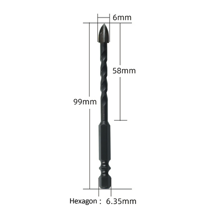 4PCS Drill Set Hex Tile Drill Bit Glass Ceramic Bric Hex Shank Cross Spear Head.