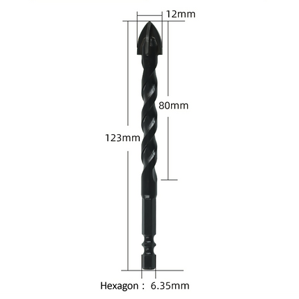 4PCS Drill Set Hex Tile Drill Bit Glass Ceramic Bric Hex Shank Cross Spear Head.