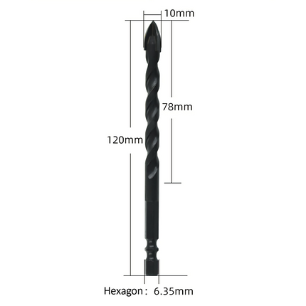 4PCS Drill Set Hex Tile Drill Bit Glass Ceramic Bric Hex Shank Cross Spear Head.