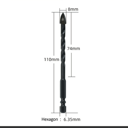 4PCS Drill Set Hex Tile Drill Bit Glass Ceramic Bric Hex Shank Cross Spear Head.